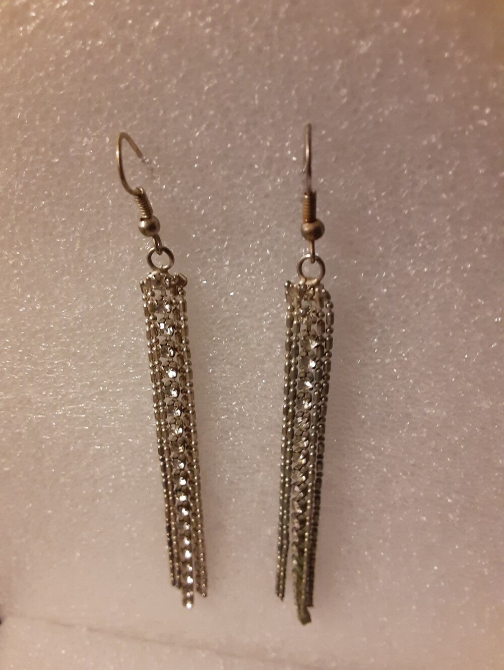 Silver Crystal Fringe Drop Earrings - Women Jewelry